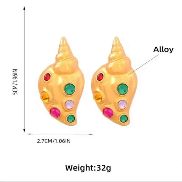 Zara Gold Colorful Shell Earrings - Picture 13 of 14